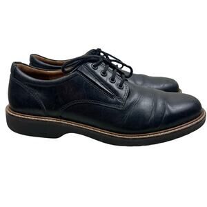 Ecco Oxford Plain Toe Leather shoe men's 10 black Great Conditionn!